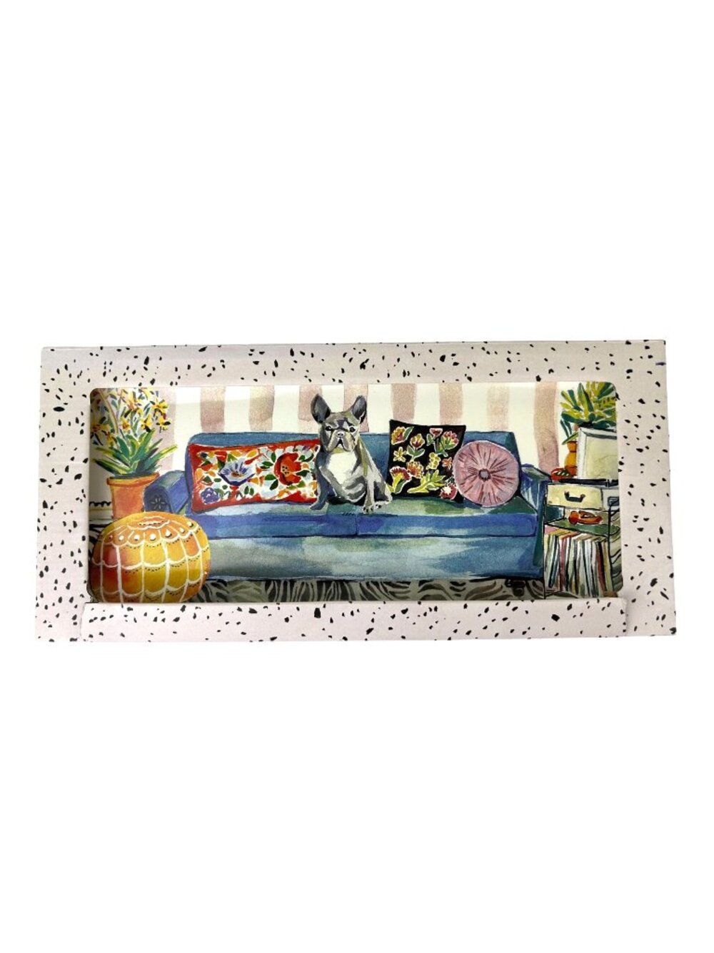 Punch Studio French Bulldog Ceramic Serving Decorative Tray 14.5" NIB Party Dog